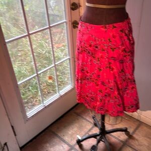 Johnny Was midi skirt 8 pink with floral embroidery detail. NOWT